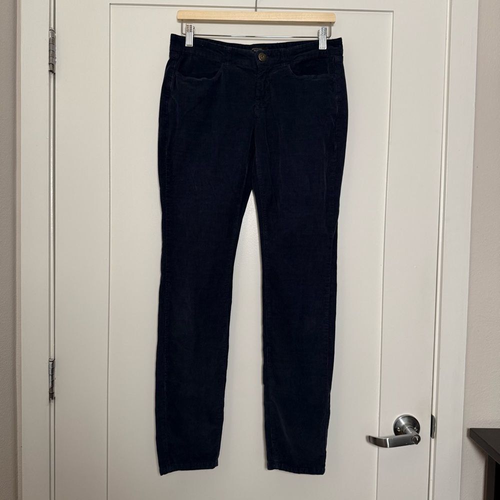 Max Mara Weekend Corduroy Pants Womens Sz 8 Navy Blue Leggings FITWL Stretch